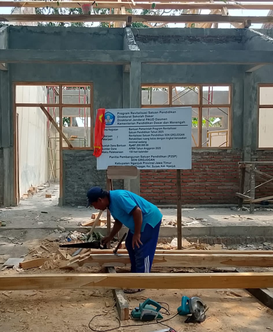 Dinas Pendidikan Kabupaten Nganjuk Laksanakan Revilitasi/ Rehabilitasi Pembangunan di SD Negeri Grojogan di 2025