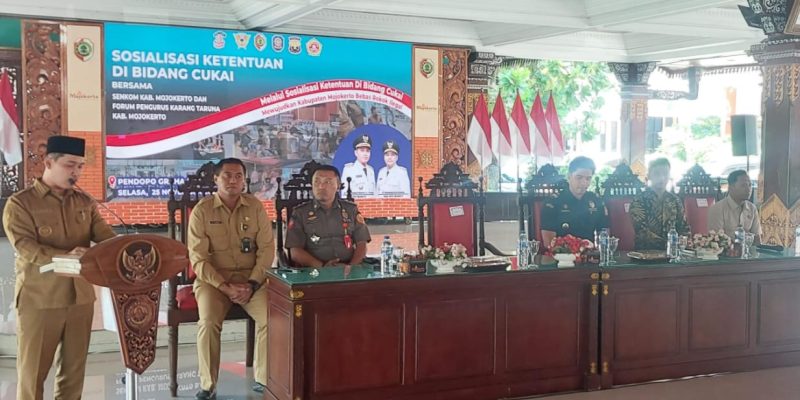 Bupati Albarra Bersama Bea Cukai Sidoarjo Gelar Sosialisasi Ketentuan di Bidang Cukai Kepada Karang Taruna dan Senkom Mojokerto