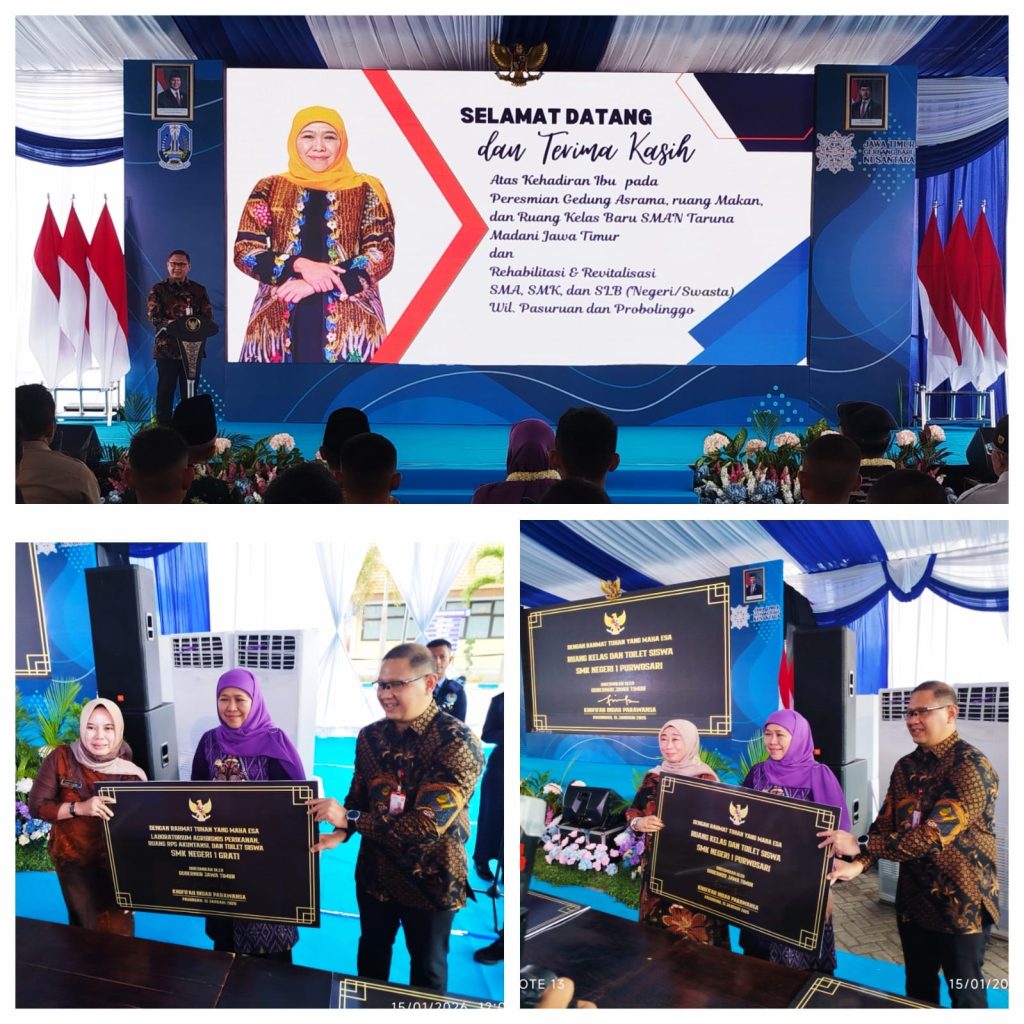 Gubernur Jawa Timur Meresmikan Dan Rehabilitasi juga Revitalisasi 22 Unit Sekolahan Negeri Maupun Swasta Se Wilayah Pasuruan Dan Probolinggo