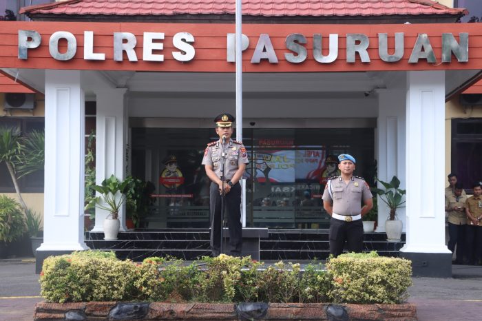 Pimpin Apel Perdana, Kapolres Pasuruan Ingatkan Anggota Tak Menyalahgunakan Wewenang dan Tetap Mengayomi