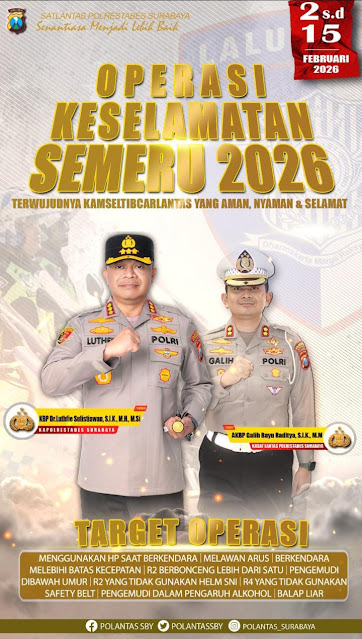 Operasi Keselamatan Semeru 2026 Resmi Digelar, Polrestabes Surabaya Humanis dan Santun