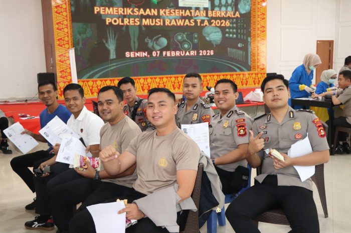 Ratusan Personel Polres Musi Rawas Ikuti Pemeriksaan Kesehatan Berkala Polda Sumsel Tahun 2026