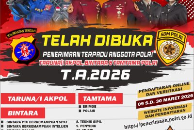 Polda Kalteng Buka Pendaftaran Rekruitmen Polri Tahun 2026 Jalur Akpol, Bintara dan Tamtama Gratis