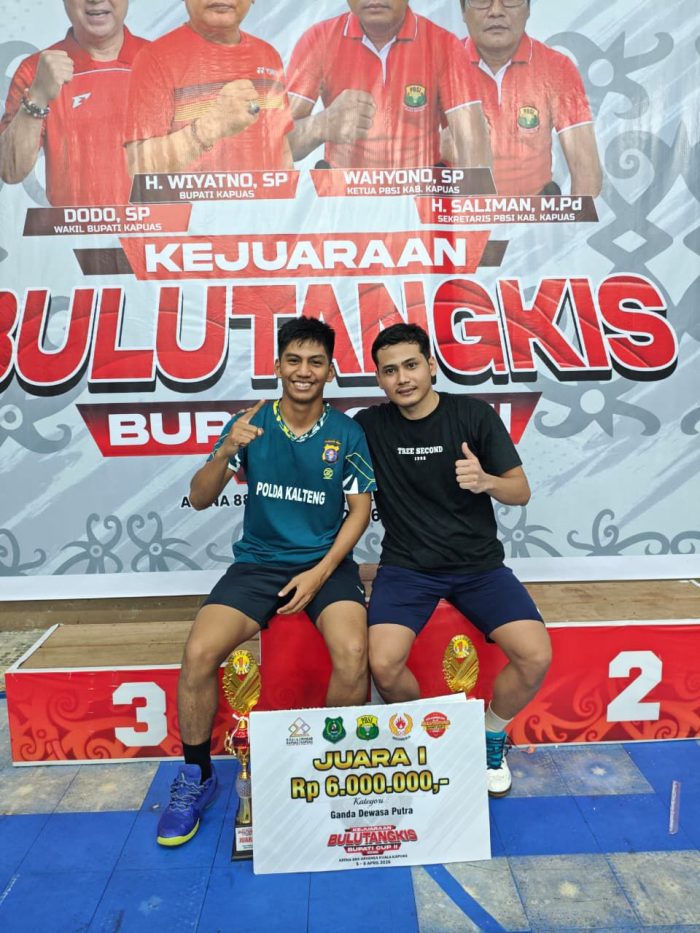 Personel Ditsamapta Polda Kalteng Berhasil Sabet Juara 1 dan 3 di Kejuaraan Bulutangkis Bupati Kapuas Cup 2026