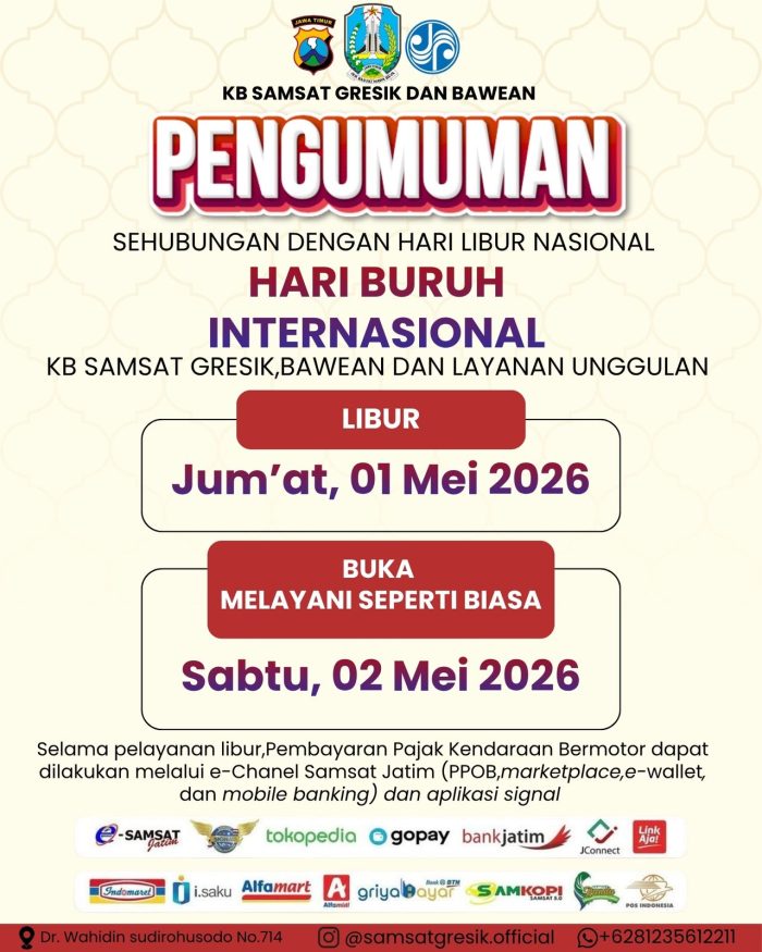 Samsat Gresik Libur Sehari, Permudah Pelayanan Humanis Tetap Menjadi Prioritas Utama