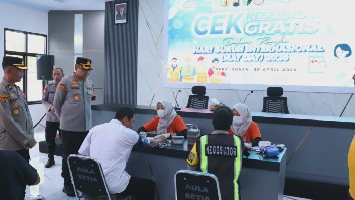 Polres Pekalongan Gelar Cek Kesehatan Gratis Untuk Buruh dan Ojol di Momentum May Day 2026