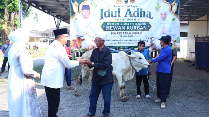Polres Pekalongan Salurkan 7 Sapi dan 6 Kambing Kurban untuk Warga dan Ponpes