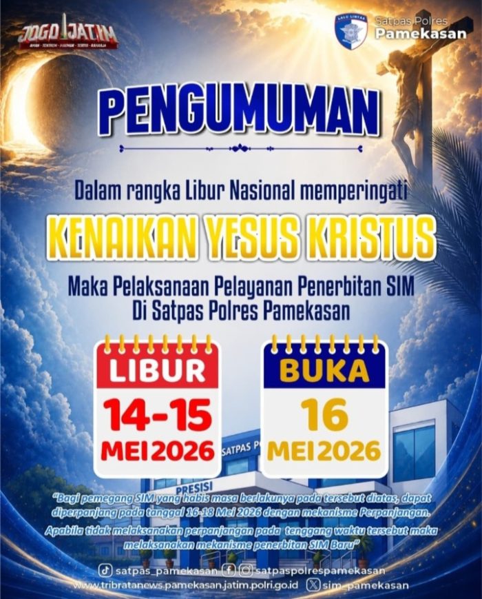Samsat Pamekasan Libur Dua Hari, Layanan Administrasi Tutup Sementara saat Kenaikan Yesus Kristus