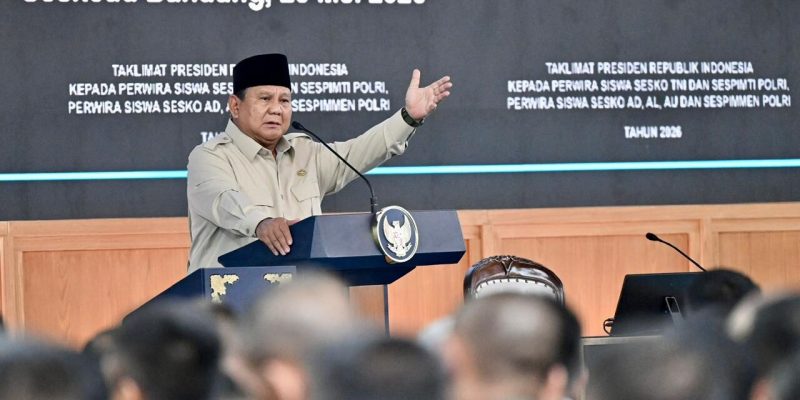 Presiden Prabowo Beri Taklimat Kepada 1.095 Perwira Siswa TNI-Polri di Seskoad Bandung
