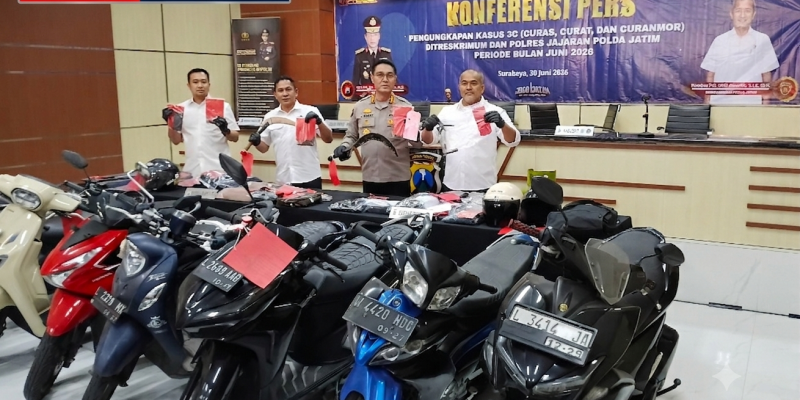 Polda Jatim Ungkap 320 Kasus Kejahatan 3C Selama Juni 2026, Modus Curanmor Gunakan Minibus