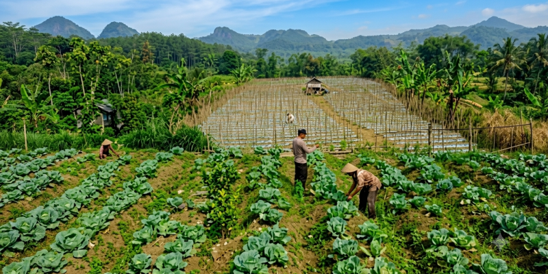 Polsek Nongkojajar Pantau Lahan Kubis Warga Program P2B
