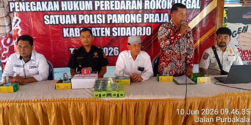 Satpol PP Sidoarjo Gencarkan Sosialisasi Penegakan Hukum Rokok Ilegal di Porong
