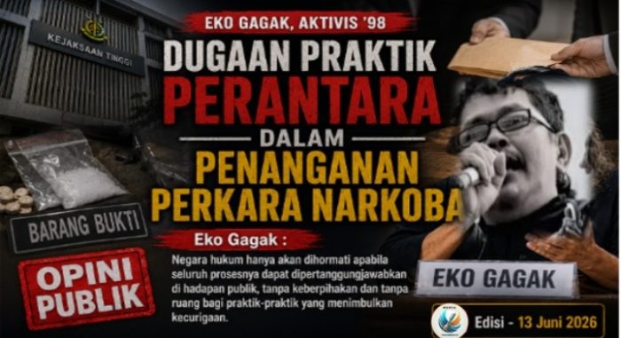 Eko Gagak Soroti Dugaan Praktik Percaloan Dalam Penanganan Perkara Narkoba di Surabaya