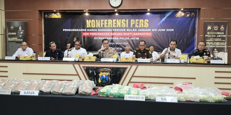 Semester I 2026, Ditresnarkoba Polda Jatim Ungkap 3.157 Kasus Narkoba dan Amankan 4.061 Tersangka