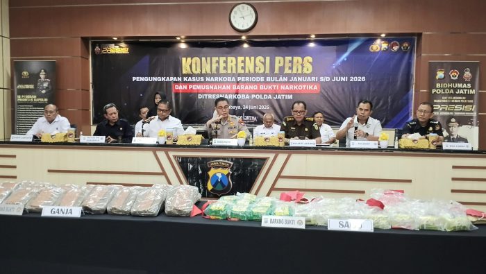 Semester I 2026, Ditresnarkoba Polda Jatim Ungkap 3.157 Kasus Narkoba dan Amankan 4.061 Tersangka