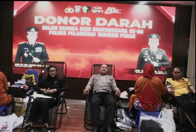 Sambut Hari Bhayangkara ke-80, Polres Pelabuhan Tanjung Perak Gelar Donor Darah dan Kumpulkan 78 Kantong Darah