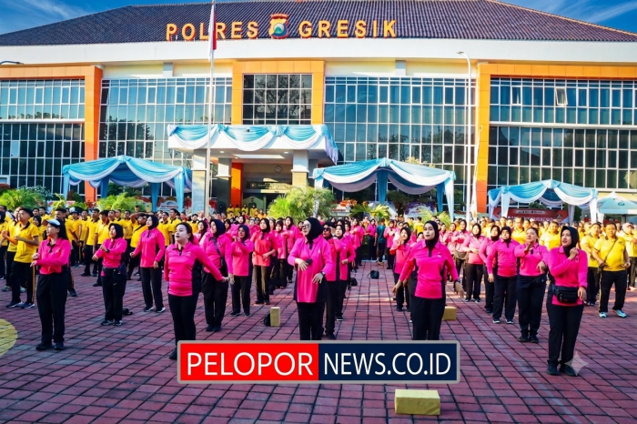Semarak Bhayangkara Fest 2026, Ribuan Warga dan Forkopimda Gresik Olahraga Bersama