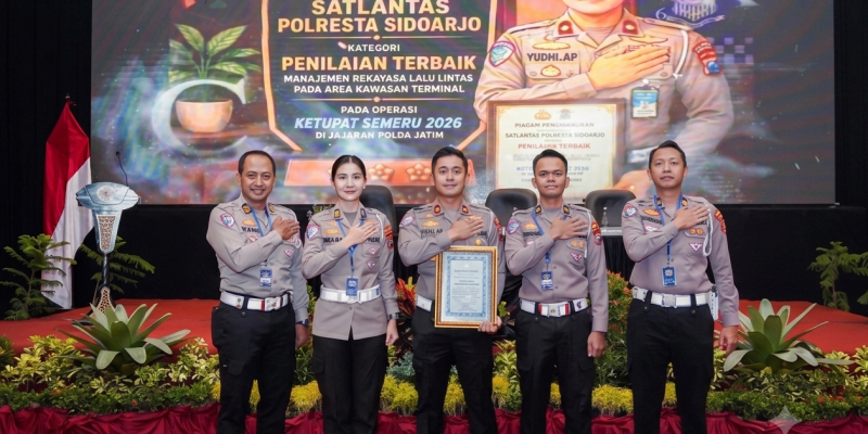 Satlantas Polresta Sidoarjo Raih Penilaian Terbaik Operasi Ketupat Semeru