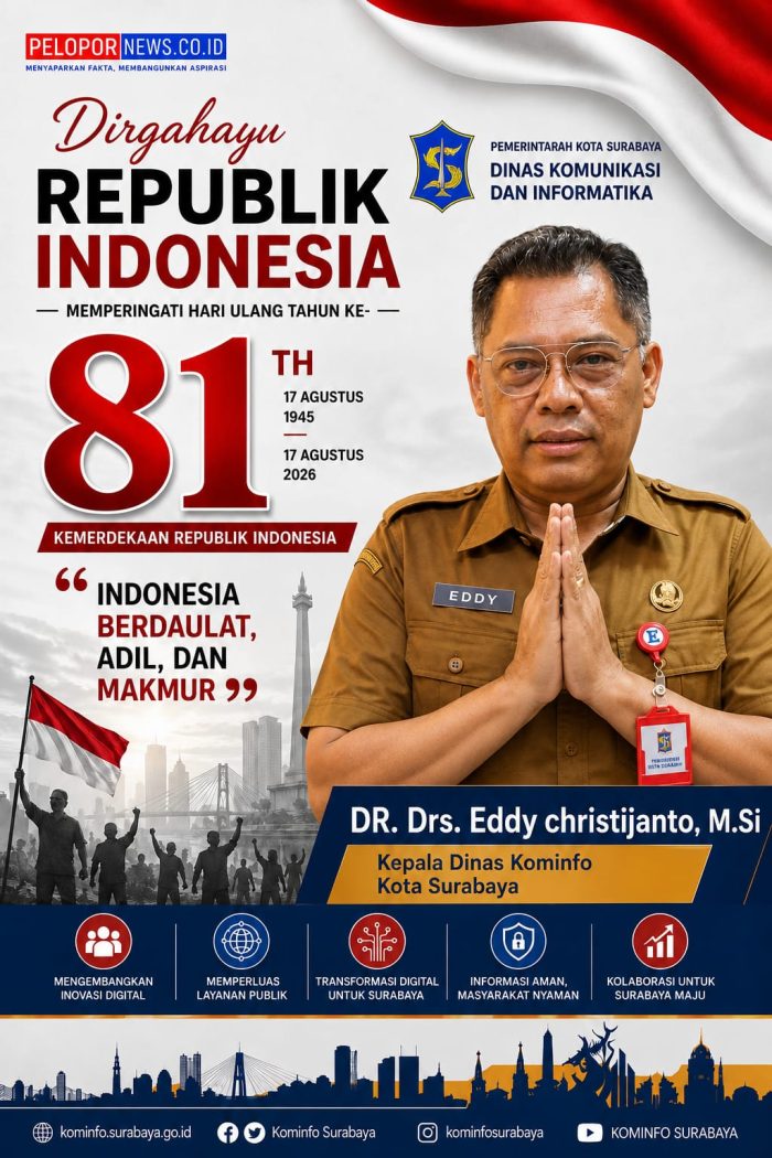 DR. Drs. Eddy christijanto, M.Si. Kepala Dinas Kominfo Kota Surabaya Mengucapkan Selamat Memperingati Dirgahayu Republik Indonesia Ke – 81 Tahun, (17 Agustus 2026).