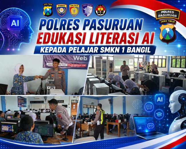 Polres Pasuruan Edukasi Literasi AI Kepada Pelajar SMKN 1 Bangil