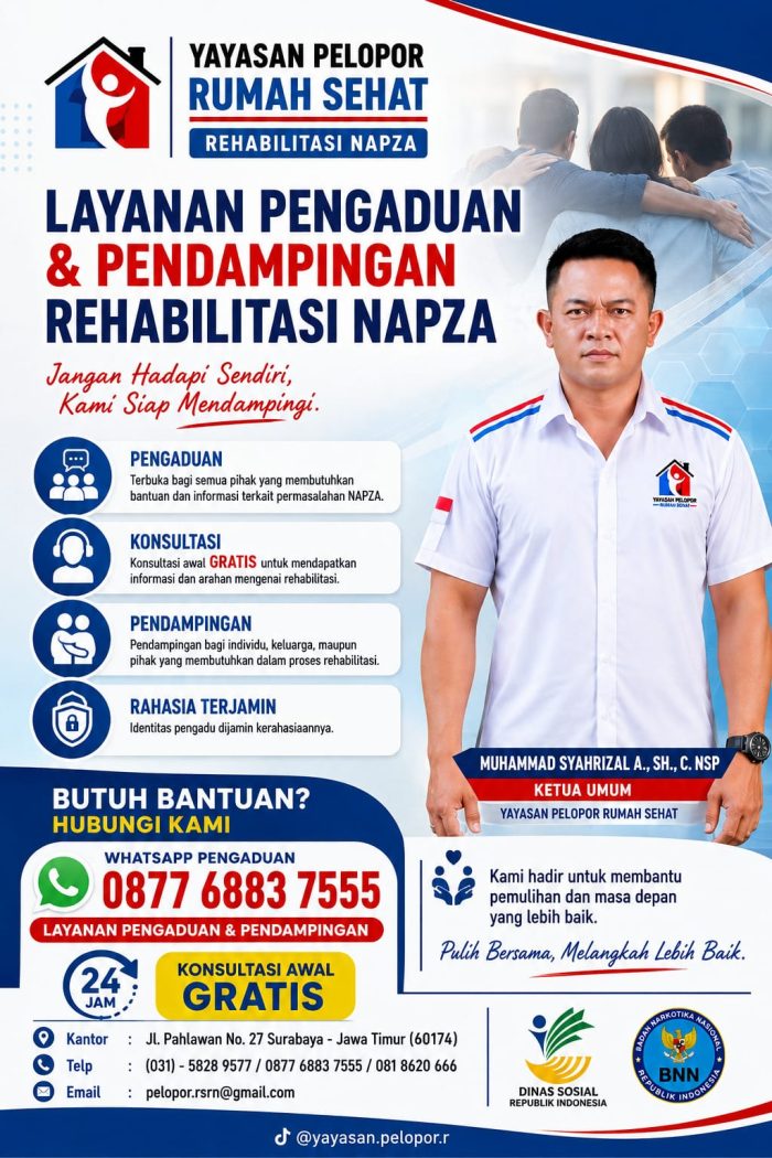Yayasan Pelopor Rumah Sehat Buka Layanan Pengaduan dan Pendampingan Rehabilitasi NAPZA 24 Jam