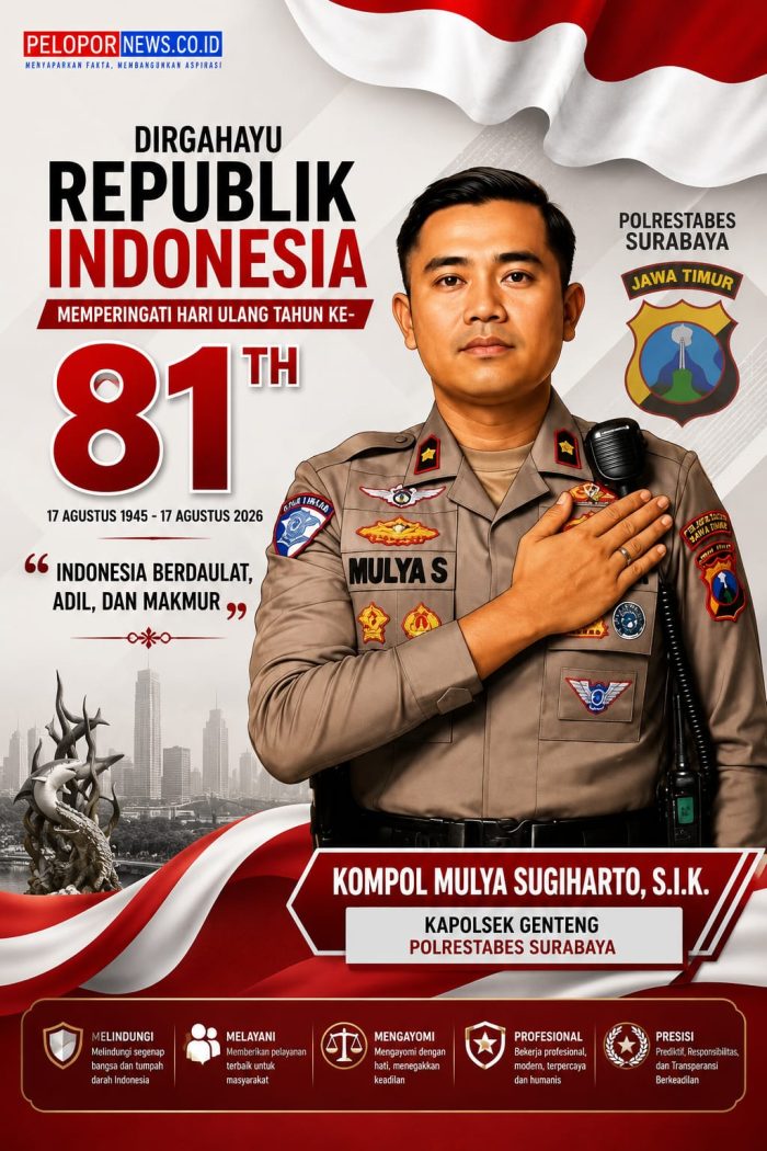 Mulya Sugiharto, Kapolsek Genteng Mengucapkan Selamat Memperingati Dirgahayu Republik Indonesia Ke – 81 Tahun, (17 Agustus 2026).