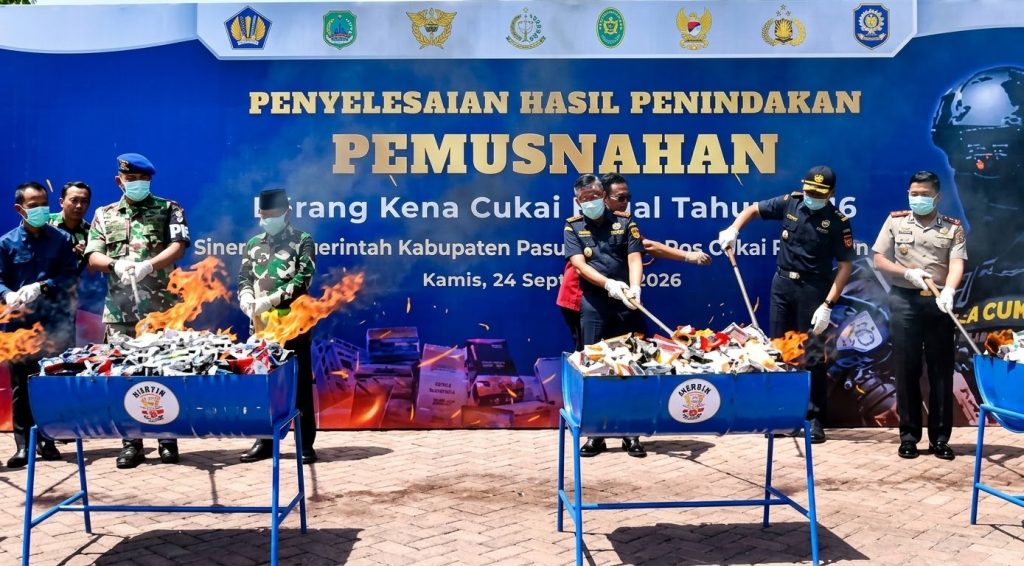 Pemkab Pasuruan dan Bea Cukai Pasuruan Musnahkan BKC Illegal Senilai Rp 9,3 Miliar