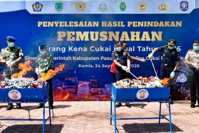 Pemkab Pasuruan dan Bea Cukai Pasuruan Musnahkan BKC Illegal Senilai Rp 9,3 Miliar