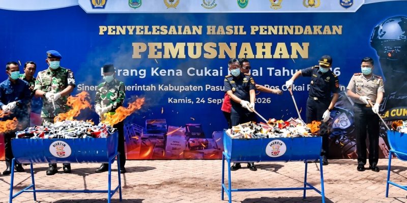 Pemkab Pasuruan dan Bea Cukai Pasuruan Musnahkan BKC Illegal Senilai Rp 9,3 Miliar