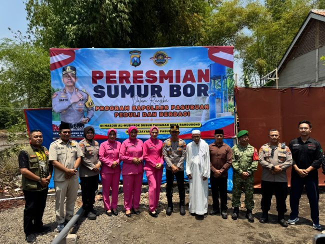 Peduli Kebutuhan Air Bersih, Polres Pasuruan Bangun Sumur Bor di Randugong