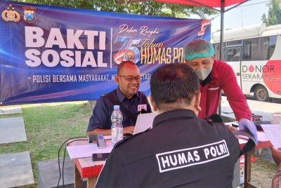 HUT Humas Polri ke-75, Polres Pasuruan Gelar Bakti Sosial Donor Darah di Bangil